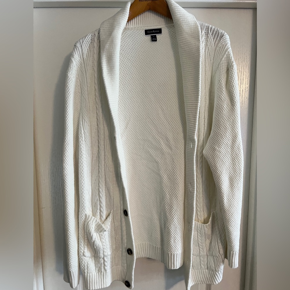 Club Room Off-White Cardigan Sweater size L